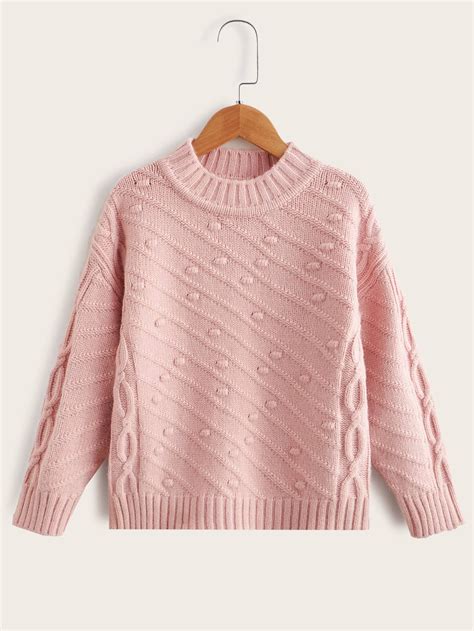 Cute Pink Cable Knit Sweater for Girls