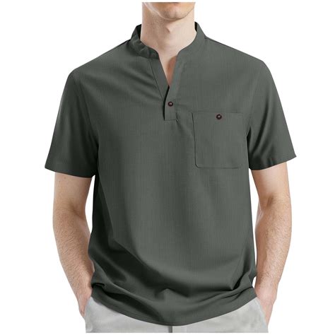 Tall Tee Shirts for Men Men Tee Shirt Men's Short Sleeve Henley Shirts ...