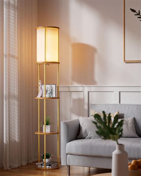 Mercer41 61-Inch 3-Tier Floor Lamp With Shelves, Warm 3000K E26 Bulb ...