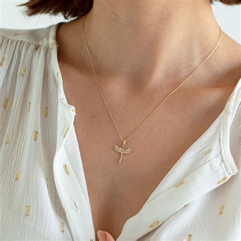 14k Solid Gold Guardian Angel Necklace for Women Dainty Archangle ...