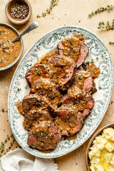 Thyme Crusted Beef Tenderloin Au Poivre - The Defined Dish