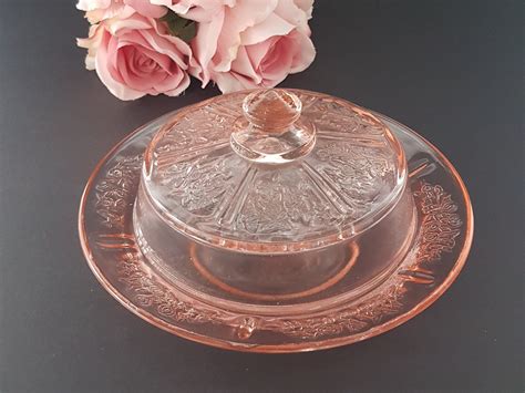 Pink Depression Glass Butter Dish with Lid, Vintage Federal Glass ...