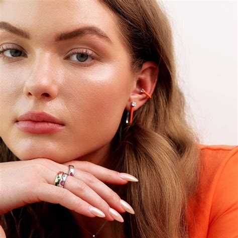 Apricot Enamel U Hoop Earrings By Gold Trip