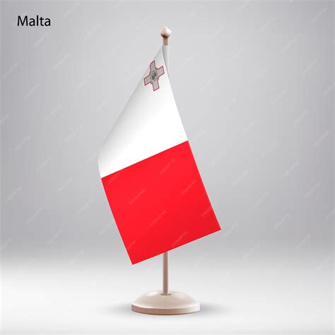 Premium Vector | Flag of Malta hanging on a flag stand