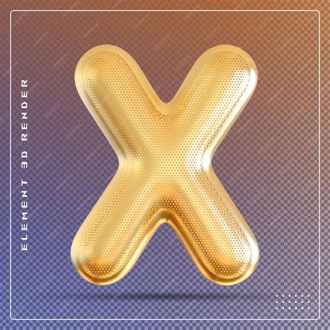 Premium PSD | Golden bubble letter x font 3d illustration