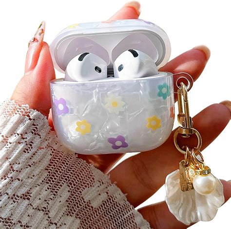 Amazon.com: PHOEACC for Airpod 4 Case Cute Aesthetic Floral Marble ...