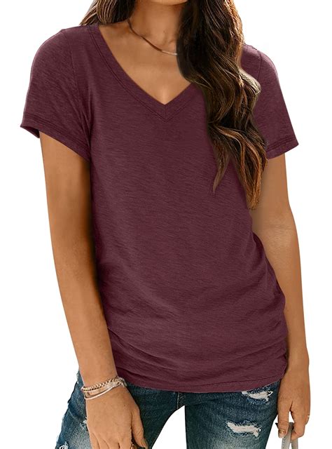 SUNBS Womens Short Sleeve V Neck Tee Shirts Casual Summer Tops for ...