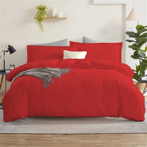 Red Duvet Cover Set - Organic Cotton