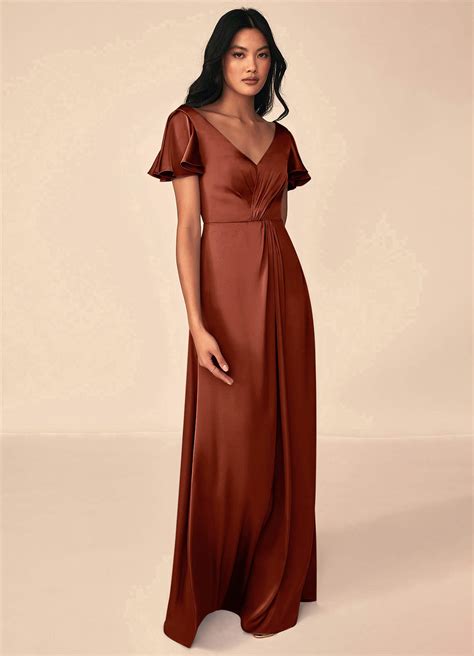 Terracotta Azazie Soren Stretch Satin Dress Bridesmaid Dresses | Azazie