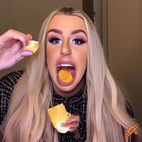 Tana mongeau enjoying queso on Craiyon