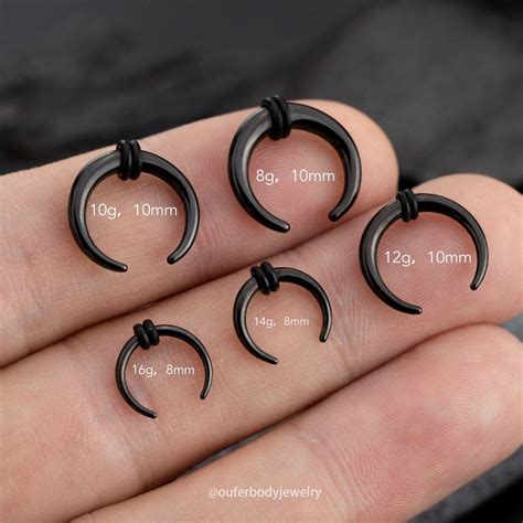 Black Cresent Horseshoe Pincher Septum Ring 16g,14g,12g,10g,8g/steel ...