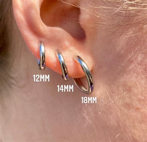 Silver Hoop Earrings, Sterling Silver Hoops, 12mm Hoop Earring, 18K ...