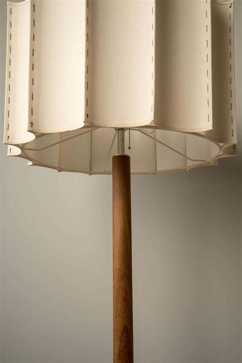 Organic Modern Floor Lamp Natural Wood Handmade Ivory Fluted Shade ...