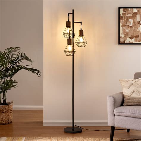 Bay Isle Home™ Crevan 65" Dimmable Rattan Tree Floor Lamp With 3 Bulbs ...