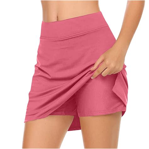 Elvqul Gym Shorts for Women Plain Sports Work Red Womens Shorts Pull on ...