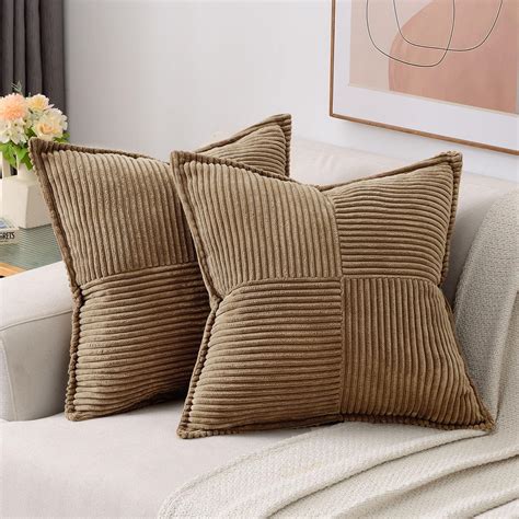 Amazon.com: HAUSSY Brown Throw Pillow Covers 20x20 Inch Set of 2,Soft ...