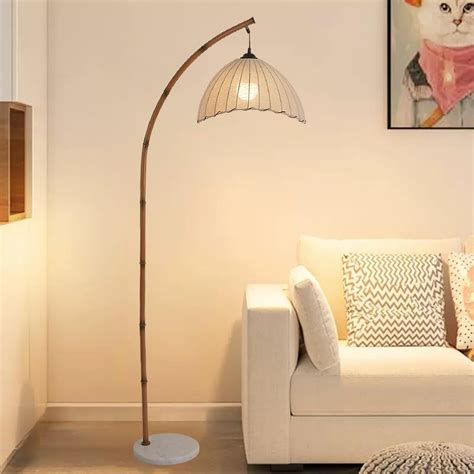 Retro Floor Lamp Unique Bamboo Color Floor lamp Bohemian Hanging Arc ...