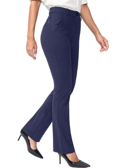 Rammus Womens Yoga Dress Pants with Zipper Pocket Stretch Work Pants ...