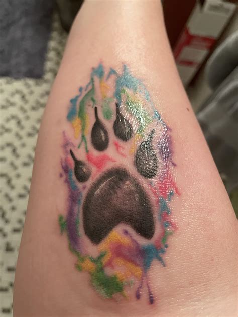 Paw print water color done by Chuck at Revolver Tattoo in New Brunswick ...
