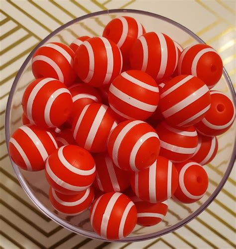 Red White Stripe Print – Homestead Silicone Beads and More