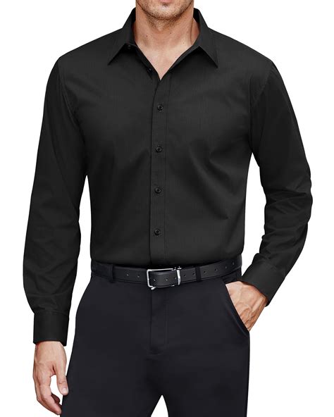 J.VER Men's Dress Shirts Cotton Stretch Long Sleeve Solid Formal Shirt ...