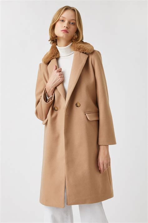 Koton Women's Camel Hair Coat