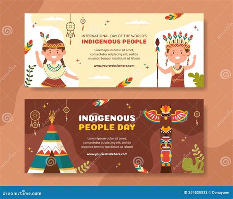 World Indigenous Peoples Day Horizontal Banner Template Hand Drawn ...