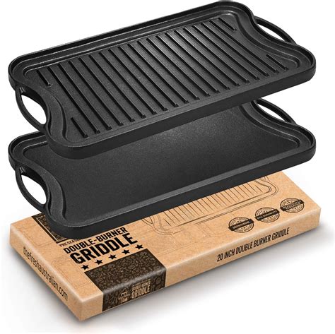 Fresh Australian Kitchen Large Pre-Seasoned Cast Iron Griddle ...
