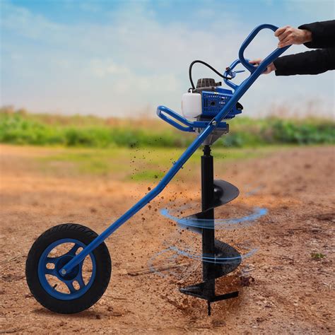 Gas Powered Post Hole Digger 63cc 3hp Earth Auger Borer Ground Trolley ...