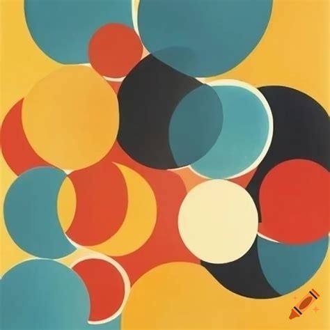 Abstract circles art from the 60s on Craiyon