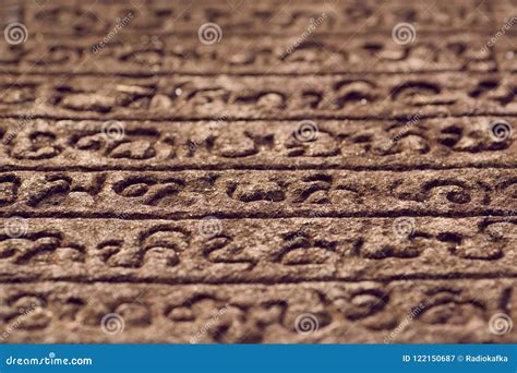 Sinhalese Language Stone Book on Wall of 12th Century Stone Hindu ...