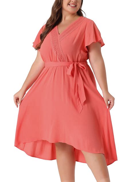 Agnes Orinda Women's Plus Size Summer Dress Boho Short Sleeve High Low ...