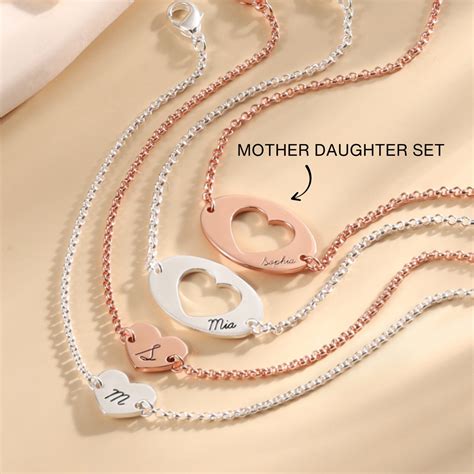 Mother Daughter Bracelet Set: Personalized Engraved Matching Jewelry ...