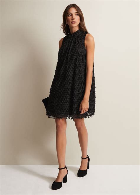 Black Shift Mini Dress with Textured Detail | Phase Eight | Phase Eight ...