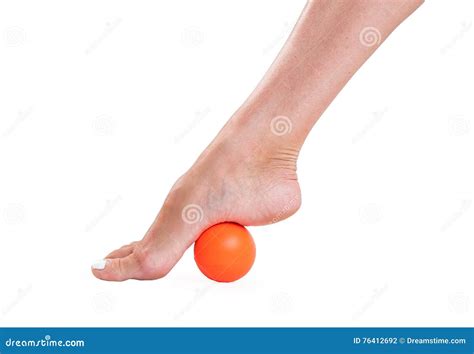 Massage Feet with a Rubber Ball. Stock Photo - Image of equipment ...