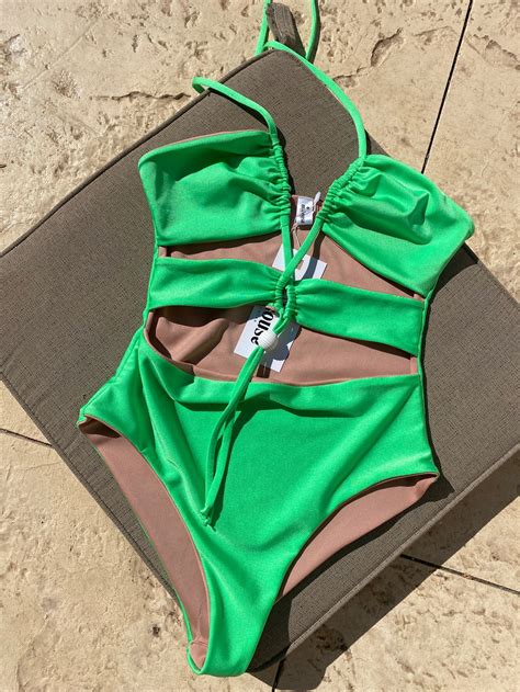 Neon Green Swimsuit Handmade - Etsy