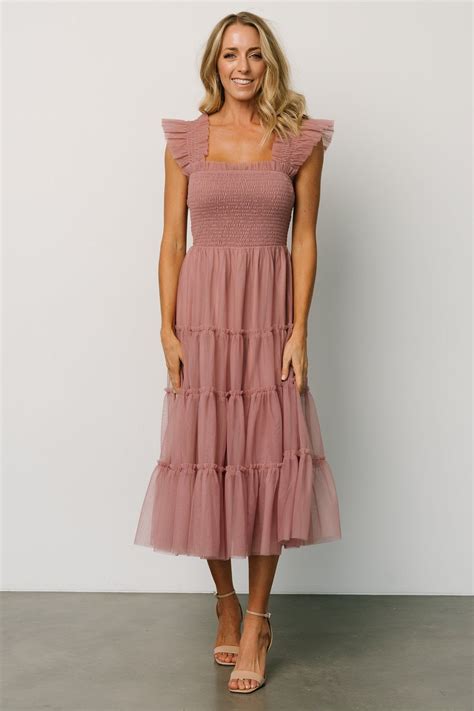 Emma Smocked Tulle Dress | Dusty Rose | Dusty rose dress, Dress dusty ...