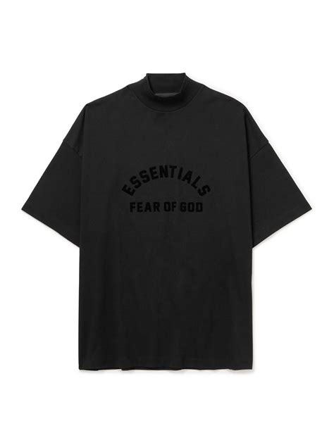 Fear Of God Oversized Logo-appliquéd Cotton-jersey Mock-neck T-shirt in ...