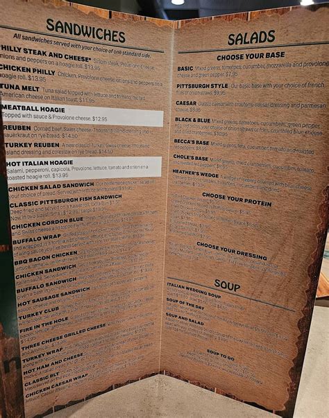 Menu at Downey's House restaurant, Robinson Township, Steubenville Pike