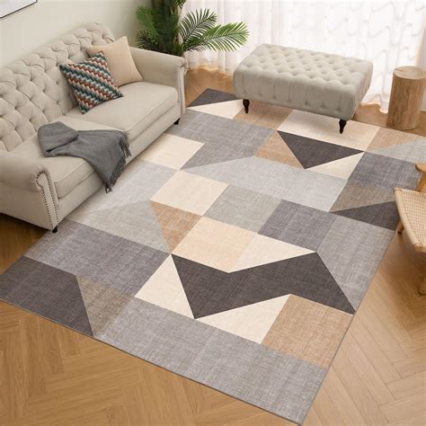 HOMFINE Washable Modern Area Rug - Geometric Style 8x10 Rugs for Living Room, Bedroom, Machine ...