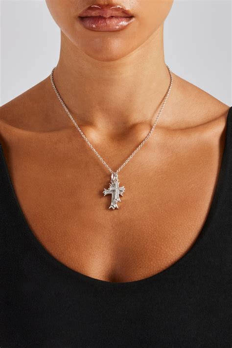 24mm Micro Double Cross Necklace - White | Womens Necklaces | Shop ...