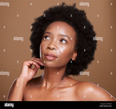 Black woman, beauty and skincare wellness of a facial treatment, wellness and healthy skin glow ...