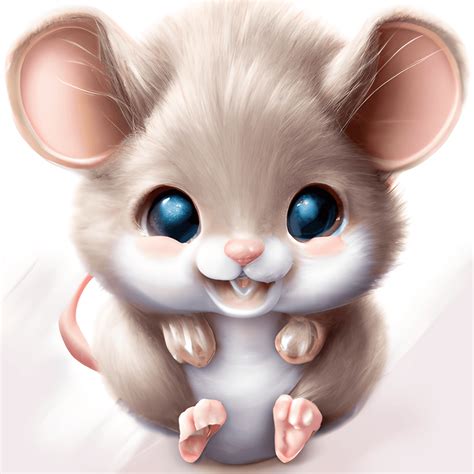 Adorable Cartoon Fluffy Happy Baby Mouse · Creative Fabrica