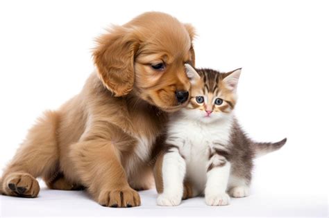 Premium Photo | Studio photo of lovely puppy and kitten