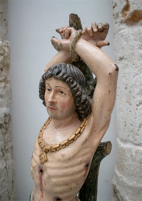 16th Century German Hand Carved Painted Wood St. Sebastian For Sale at ...