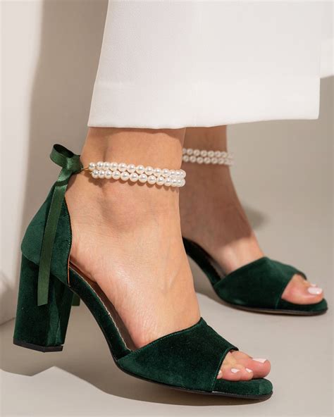 Green Wedding Shoes, Dark Green Bridal Heels, Bridal Shoes, Emerald ...