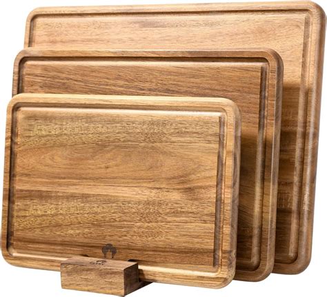 Amazon.com: YSTKC Acacia Wood Cutting Board Set of 3 for Kitchen, Thick ...