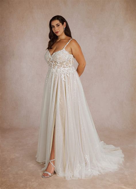 Azazie Florian Diamond White Nude A-Line V-Neck Sequins Tulle Dress ...