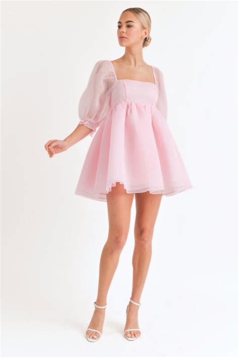 Emberly Babydoll Dress - Pink | Babydoll dress pattern, Pink dress ...