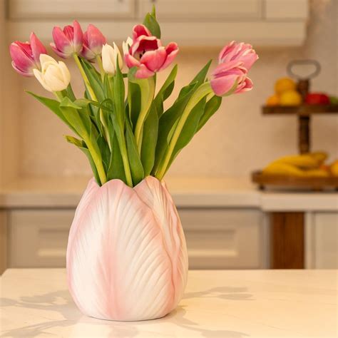 Amazon.com: BIEN BEAU Tulip Shaped Vase-7 Inch Ceramic Tabletop Vase ...